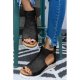 Black PU Cutout Buckle Strap Platform Sandals